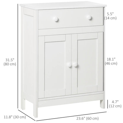 Bathroom Cabinet, Freestanding Sideboard with Drawer, Adjustable Shelf, White Bathroom Cabinets at Gallery Canada