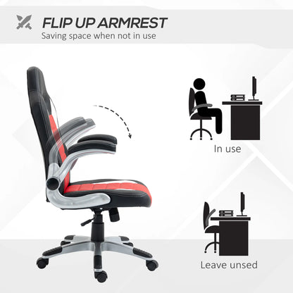 Racing Gaming Chair, PU Leather, Adjustable Height, Flip Up Armrest, Red Video Game Chairs at Gallery Canada
