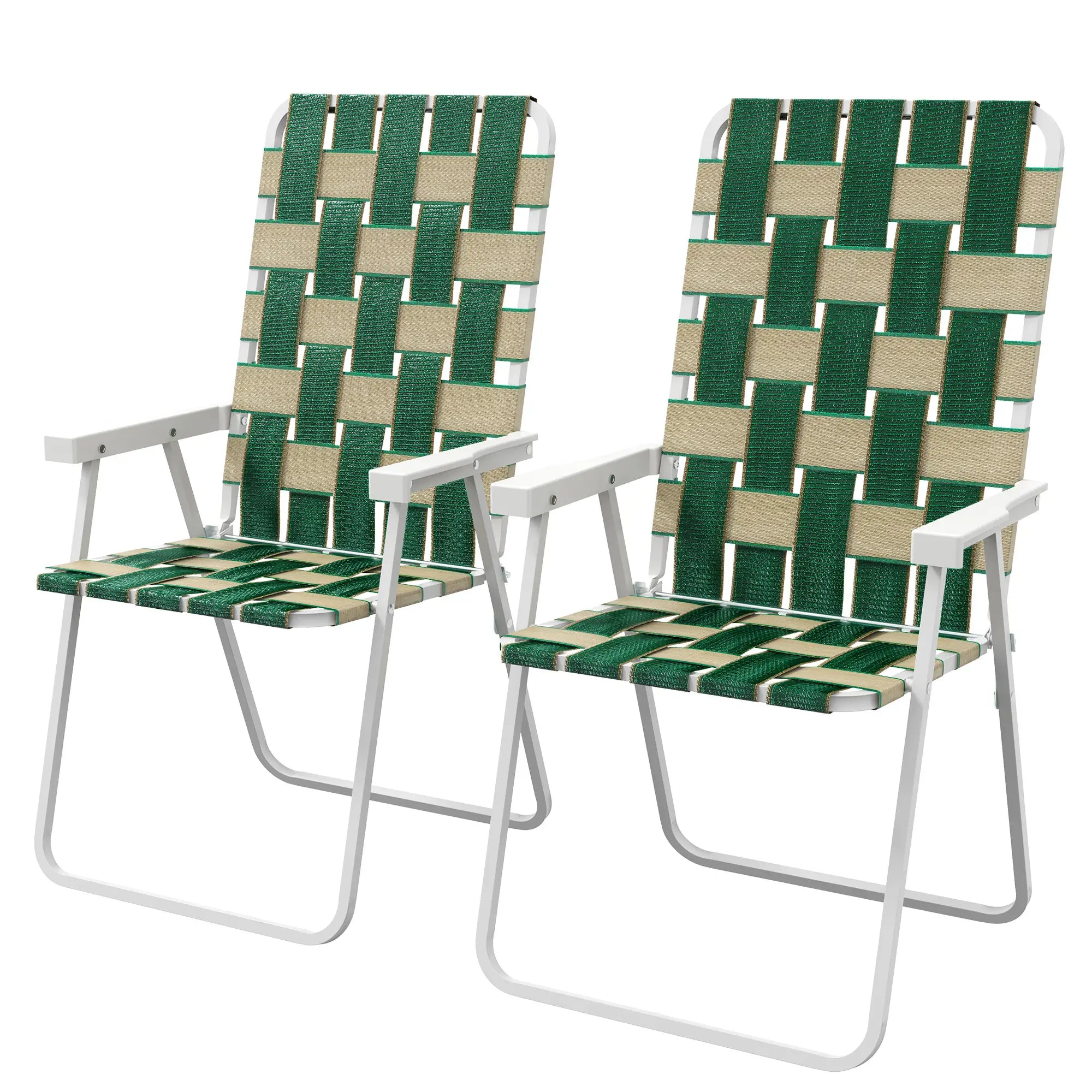 Folding Patio Chairs, Portable Set With Armrests, Green Patio Chairs Green, White at Gallery Canada