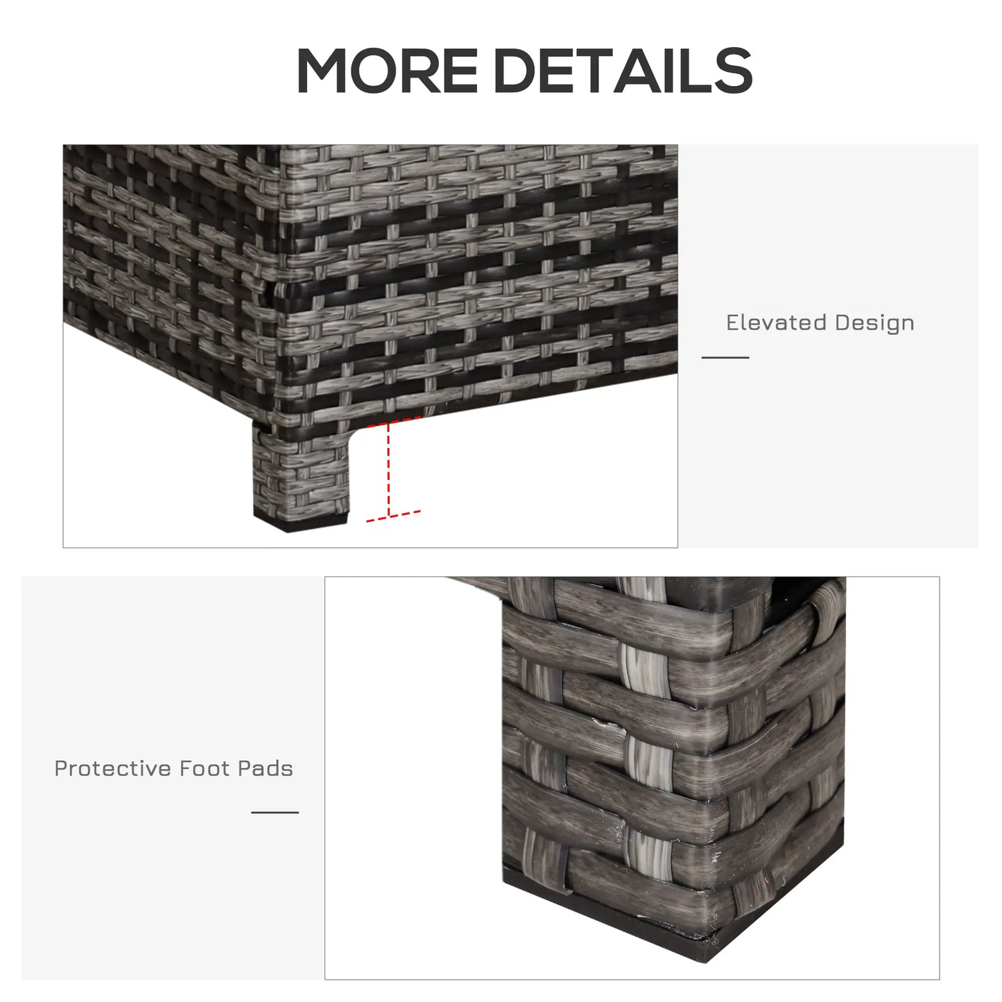 Outdoor PE Rattan Wicker Table, Glass Top, 24in, Mixed Grey Coffee Tables at Gallery Canada