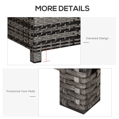 Outdoor PE Rattan Wicker Table, Glass Top, 24in, Mixed Grey Coffee Tables at Gallery Canada