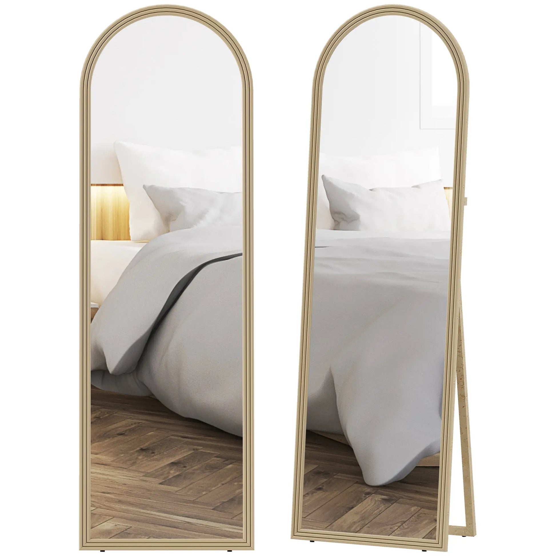 64" x 21" Full Length Mirror, Arched Faux Stone Frame, Beige Full Length Mirrors at Gallery Canada