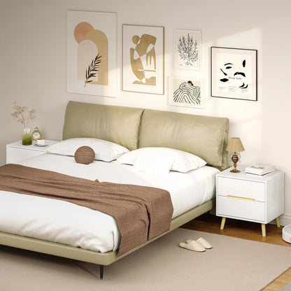 Modern Nightstands Set Of 2, 2 Drawers, Solid Wood Legs, White Bedside Tables at Gallery Canada