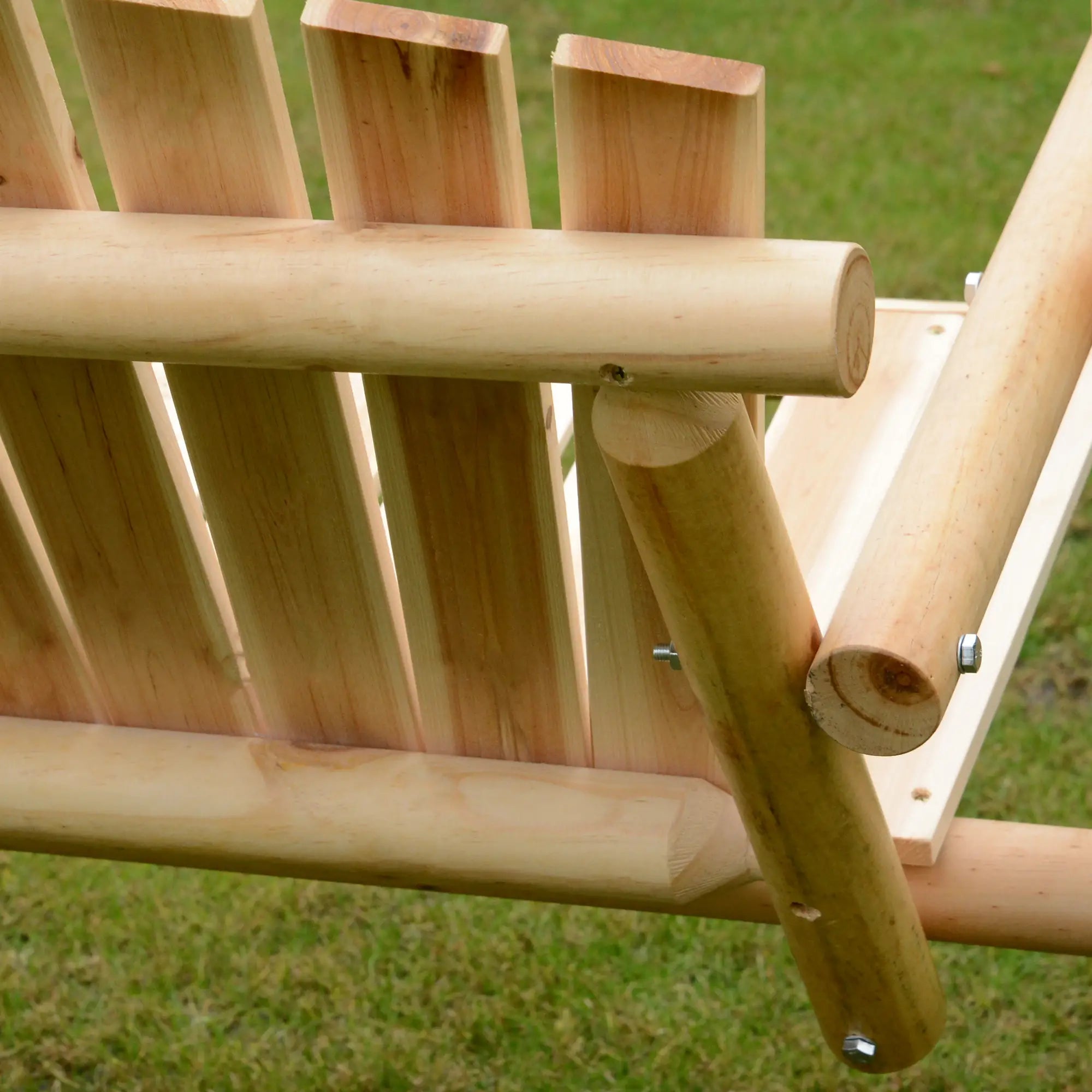 6.5' Wooden Loveseat, Farmhouse Style Log Swing, Natural Wood Patio Swings with Stand at Gallery Canada