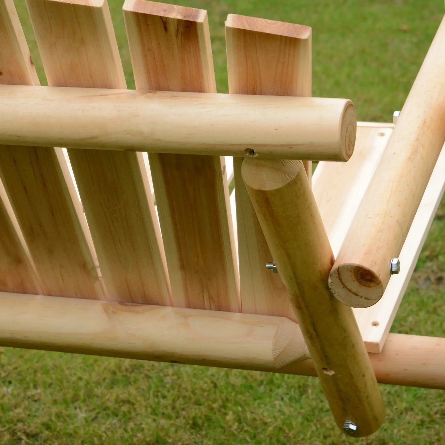 6.5' Wooden Loveseat, Farmhouse Style Log Swing, Natural Wood Patio Swings with Stand at Gallery Canada