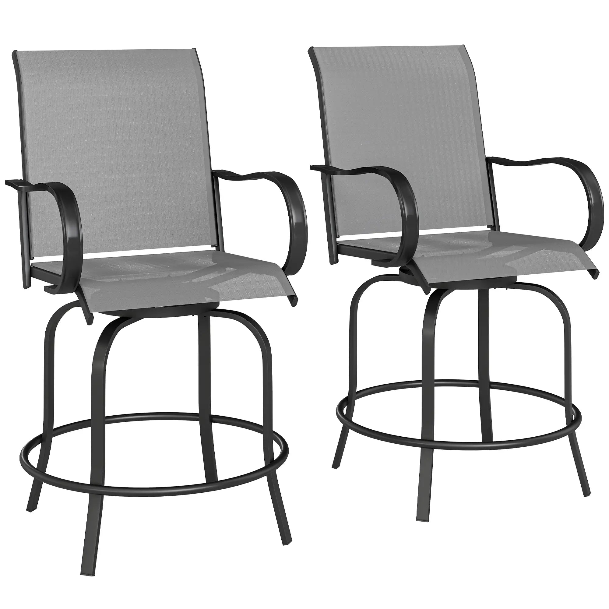 Outdoor Bar Stools Set of 2, 360° Swivel, 26.8