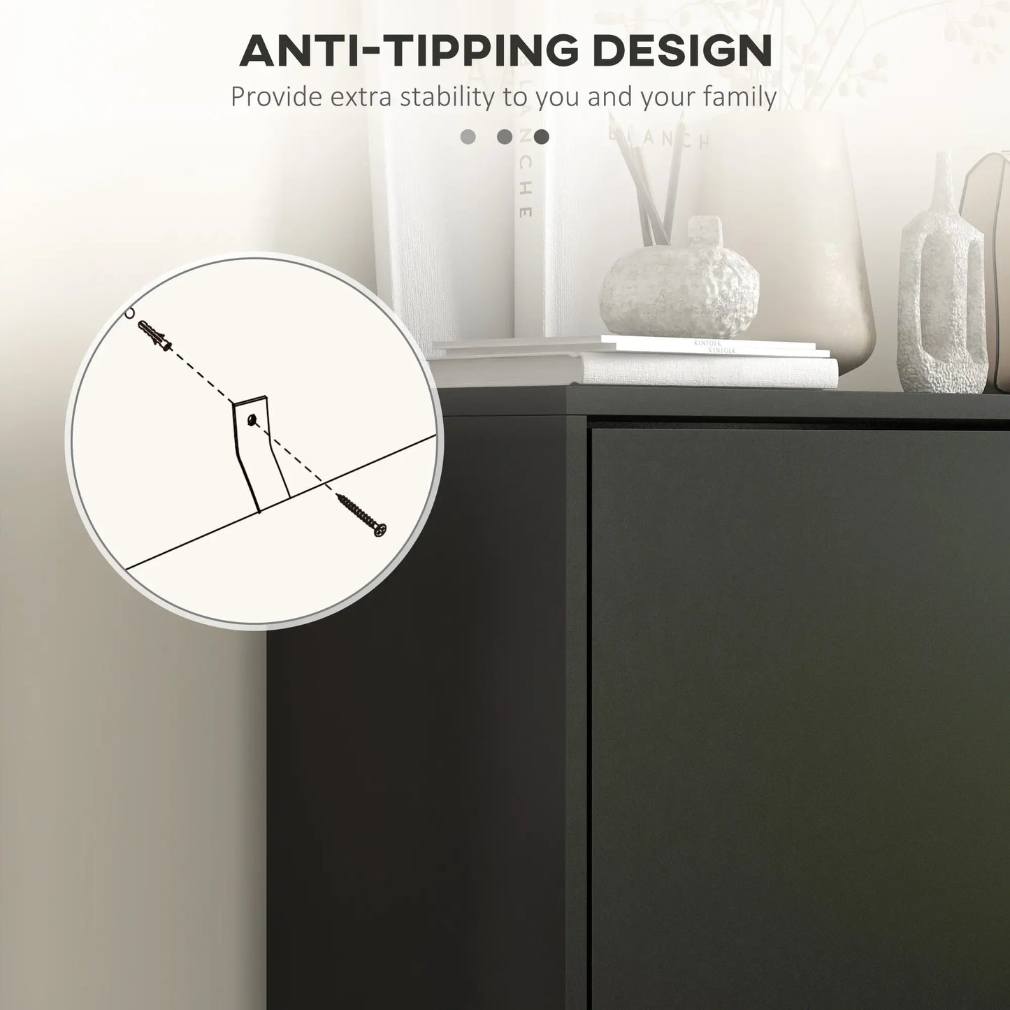 Slim Shoe Storage Cabinet, 3 Flip Drawers, Adjustable Shelves, 18-24 Pairs, Black Shoe Storage Cabinets & Racks at Gallery Canada