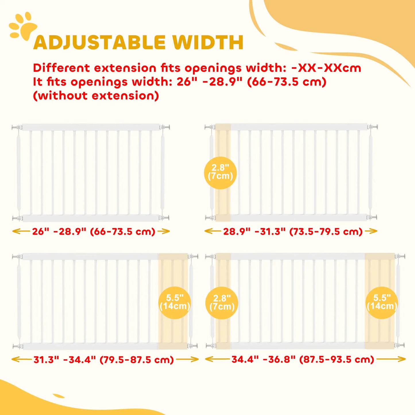 26-37 Inch Dog Gate, Adjustable Pet Gate, 18 Inch Tall, White Pet Gates at Gallery Canada