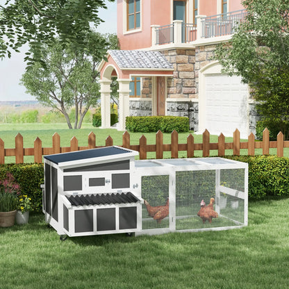 Wooden Chicken Coop, Rabbit Hutch With Large Run, Dark Grey Chicken Coops at Gallery Canada