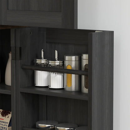 64" Tall Kitchen Pantry Cabinet, Spice Racks, Adjustable Shelves, Black Kitchen Pantry Cabinets at Gallery Canada
