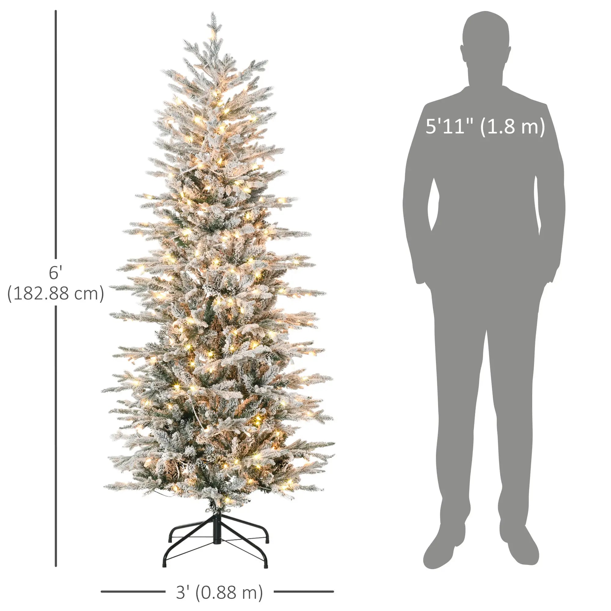 6' Pre Lit Artificial Christmas Tree, Snow Branches, Warm White Lights, Arctic Fir Pre Lit Christmas Trees at Gallery Canada
