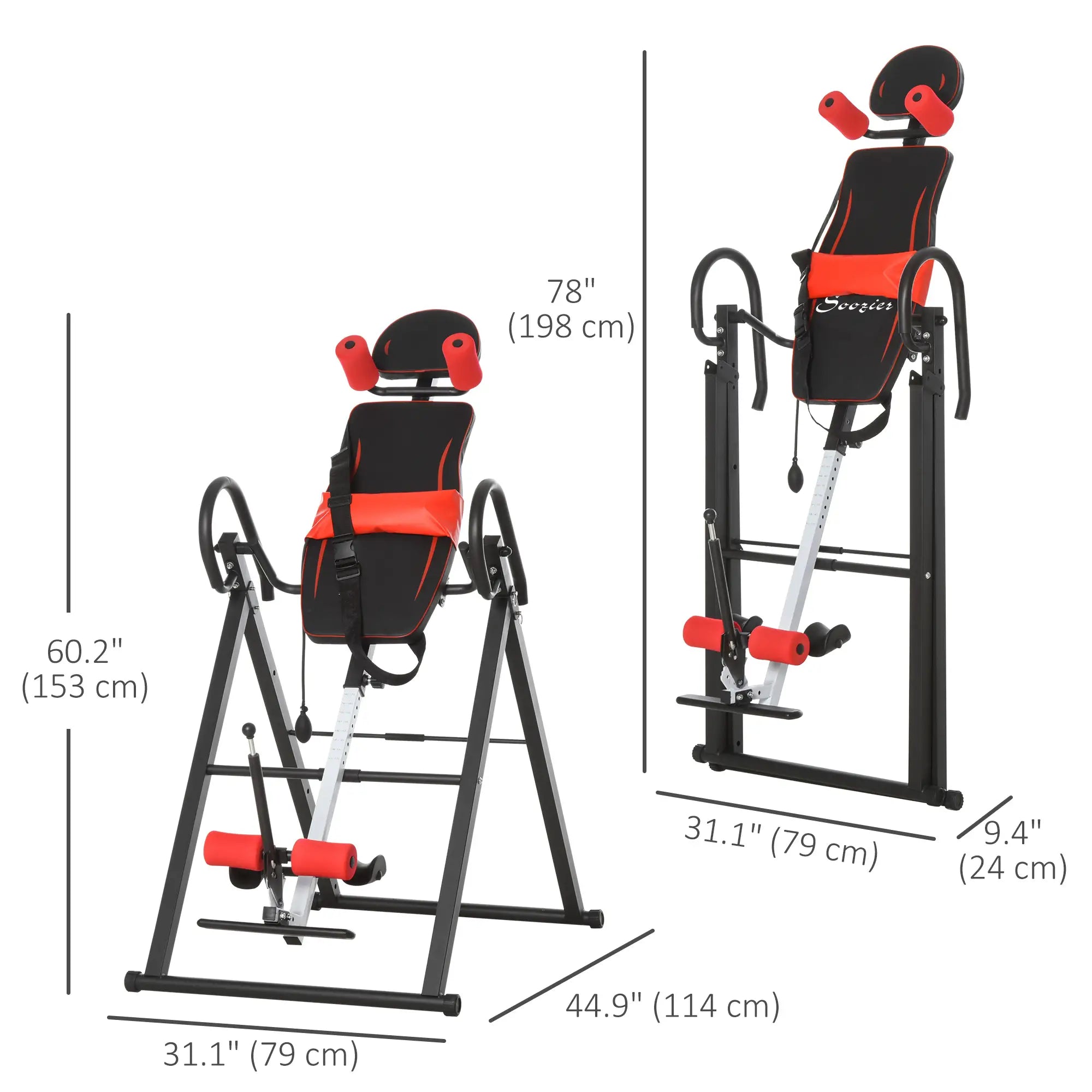 Adjustable Folding Inversion Table, 20°/40°/60°, Safety Belt, Waist Pad Strength Training Equipment at Gallery Canada