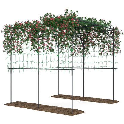 7.3 FT Tall Metal Garden Arch Trellis, For Climbing Plants, Black