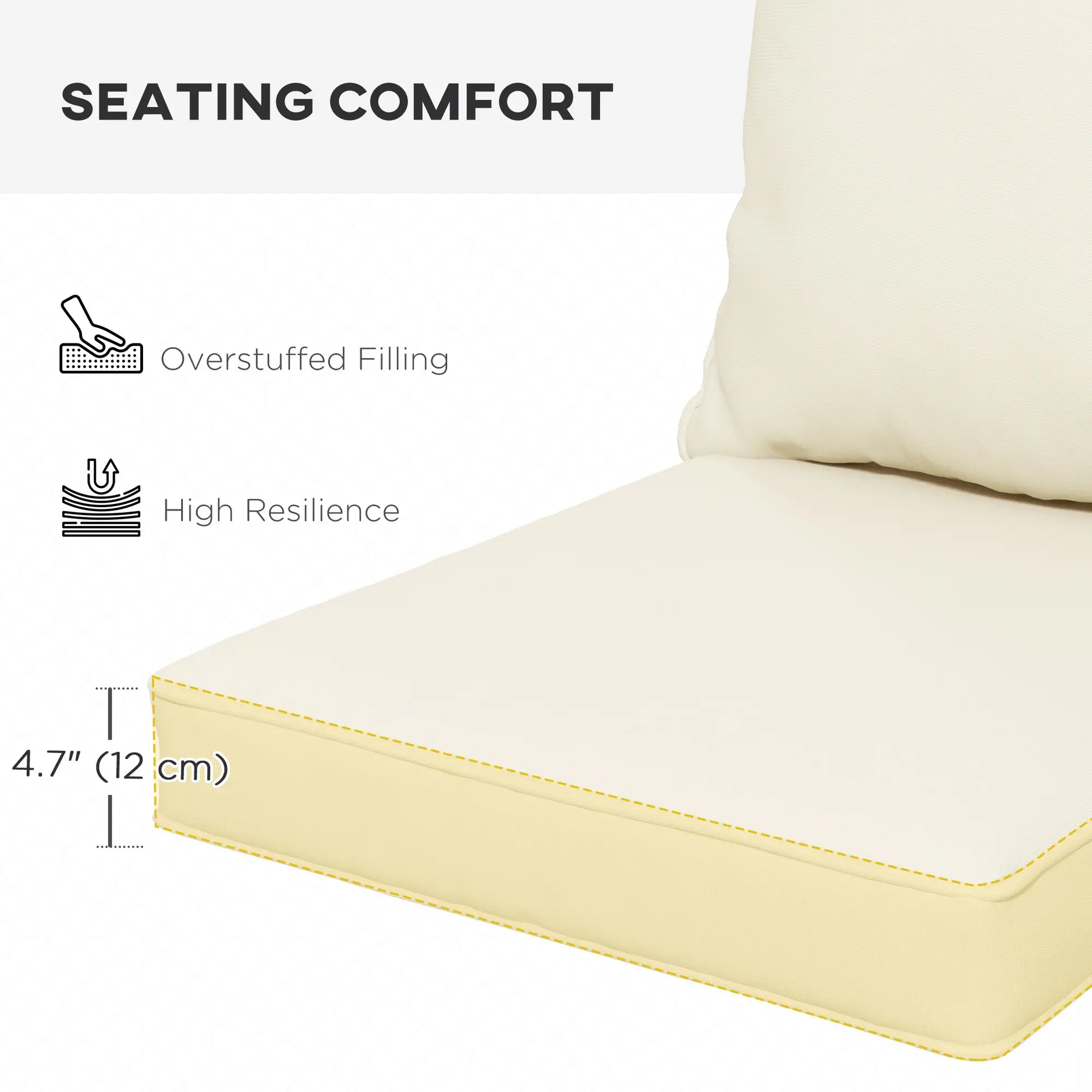 Seat Cushion Back Pillows, Set of 2, Indoor Outdoor, White Cream Patio Chair Cushions at Gallery Canada