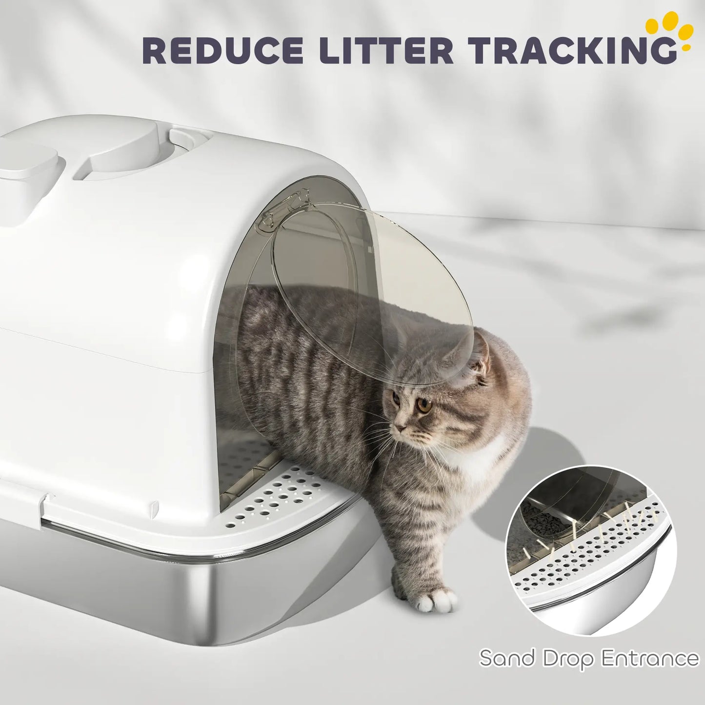 Enclosed Stainless Steel Litter Box, Metal, with Scoop, Deodorizer Bag, Handle Cat Litter Box Enclosures at Gallery Canada