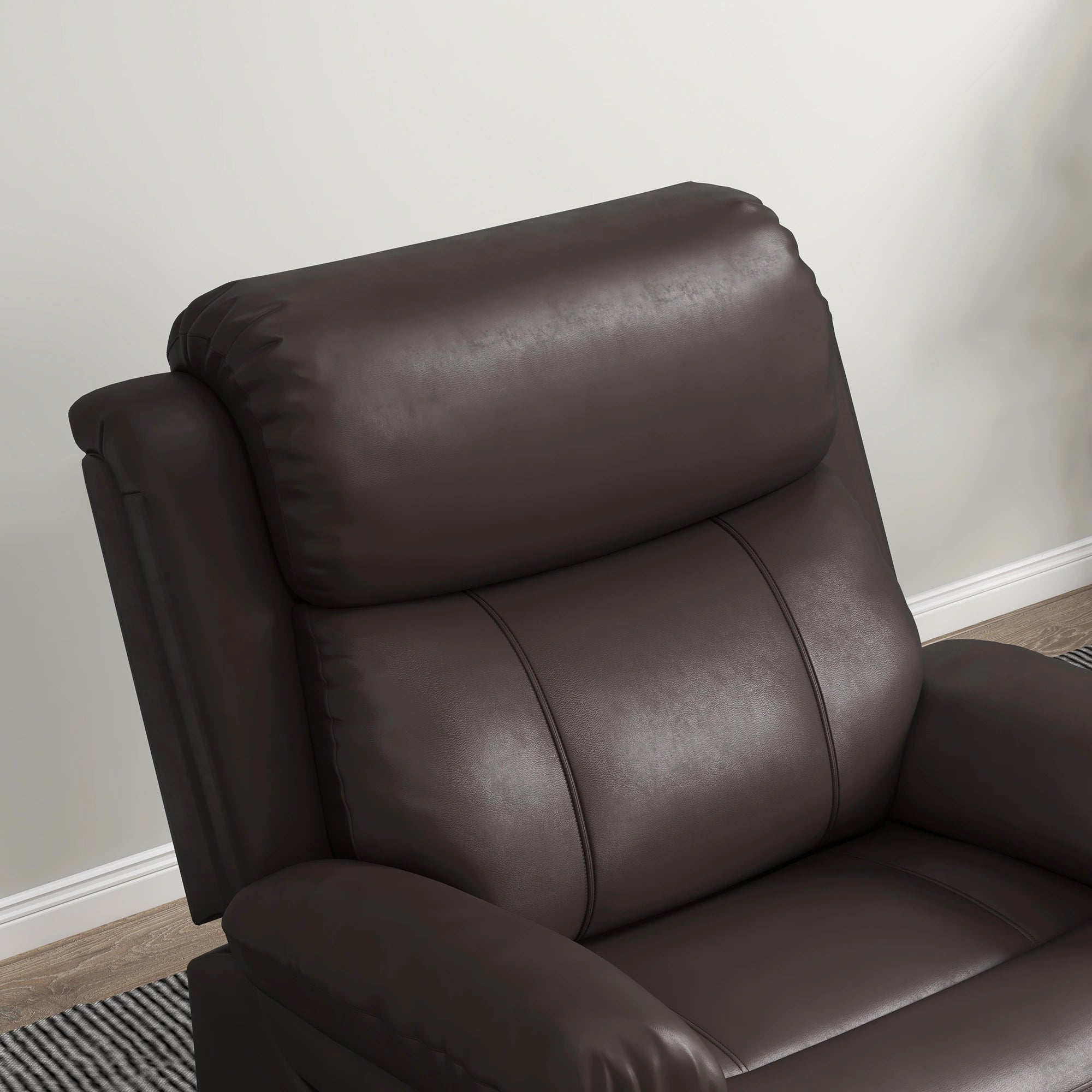 PU Leather Reclining Chair, Vibration Massage, Swivel Rocking, Remote, Brown Single Sofas at Gallery Canada