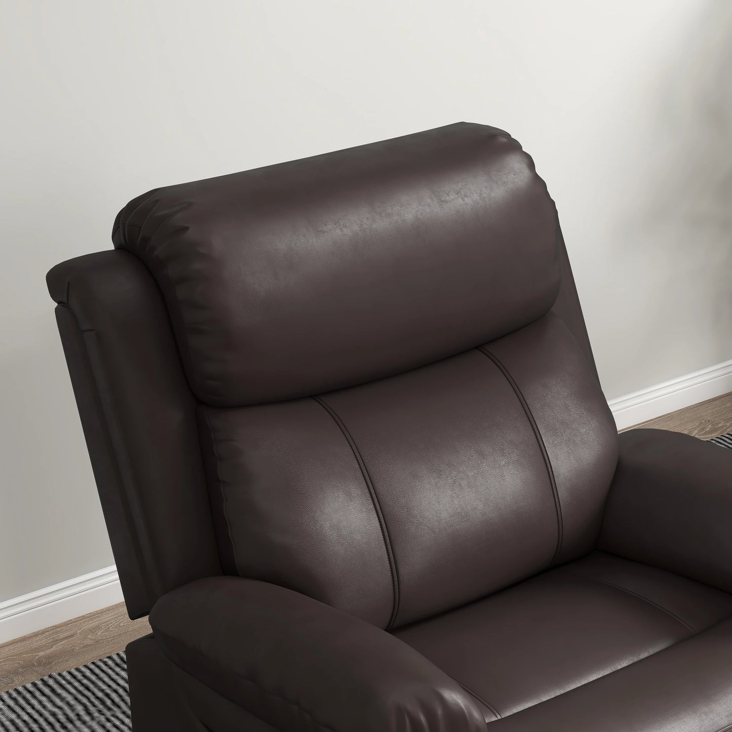PU Leather Reclining Chair, Vibration Massage, Swivel Rocking, Remote, Brown Single Sofas at Gallery Canada