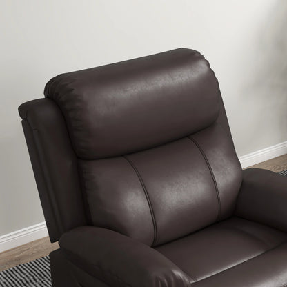 PU Leather Reclining Chair, Vibration Massage, Swivel Rocking, Remote, Brown Single Sofas at Gallery Canada