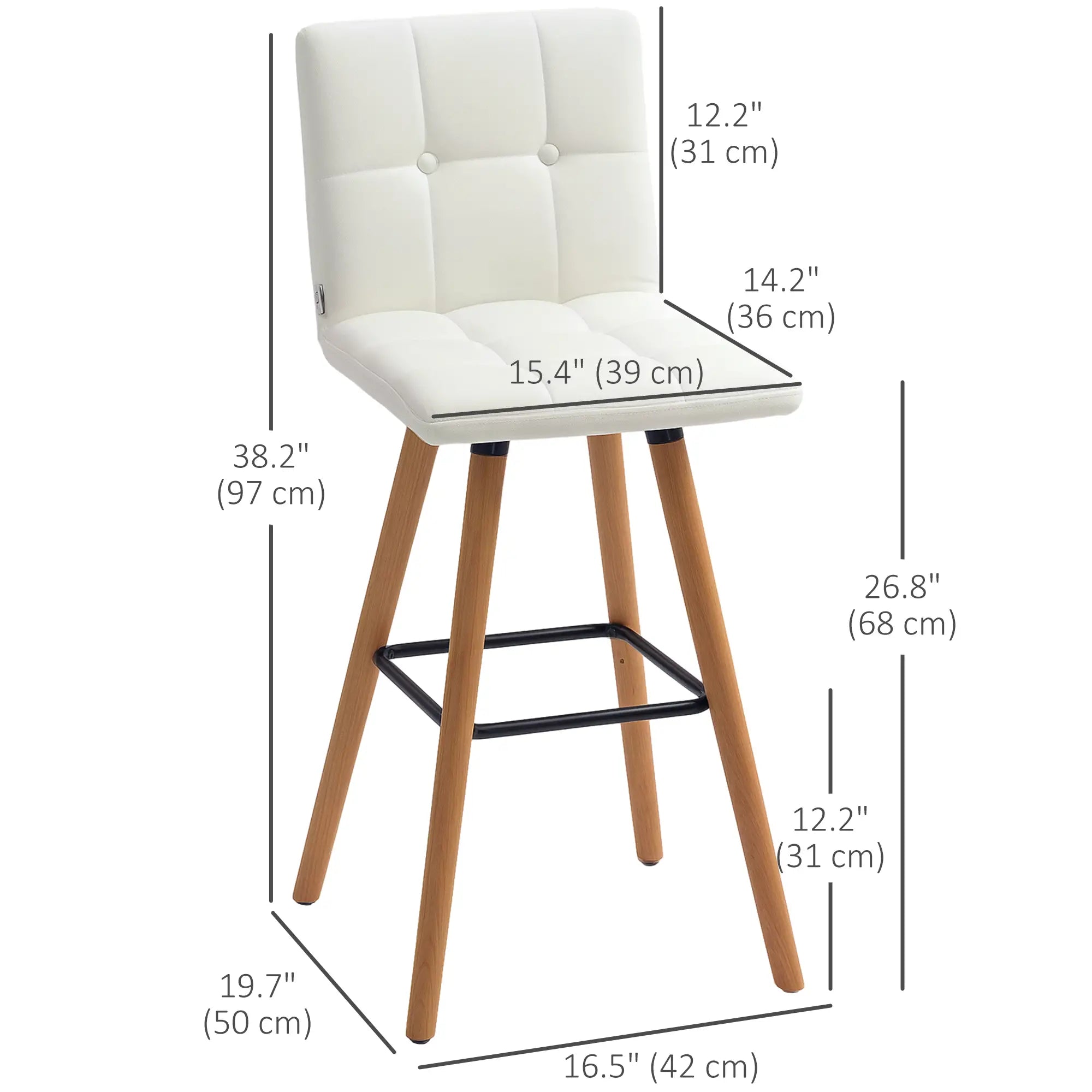 Modern Bar Stools Set of 2, 38