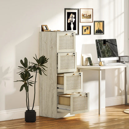 4 Drawer Filing Cabinet with Lock, Boho File Cabinet, A4 Letter Size, Oak Office Cabinets & Cupboards at Gallery Canada