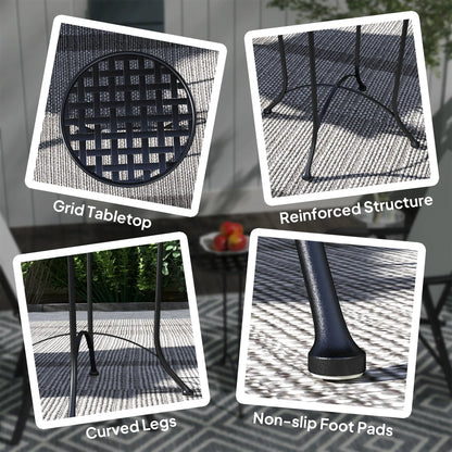 16" Round Outdoor Table, Metal Side Table, Black Patio Dinning Tables at Gallery Canada