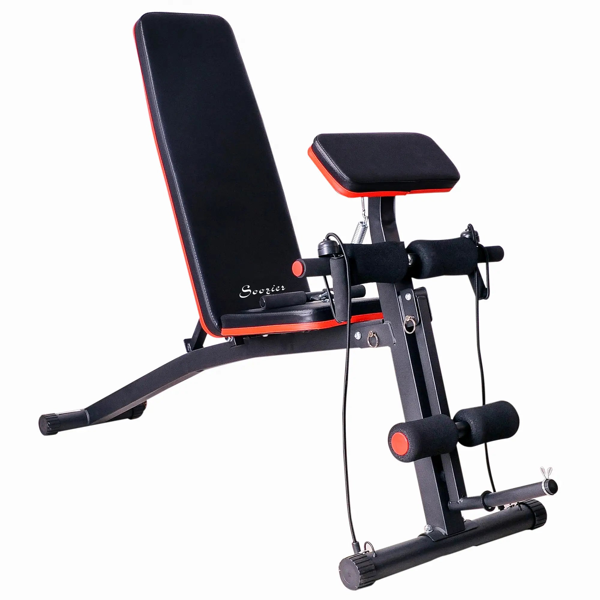 Foldable Adjustable Dumbbell Press Bench, Weight Training Gym Chair, Black & Red Weight Benches at Gallery Canada