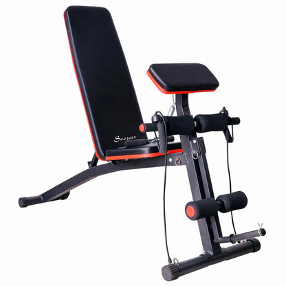 Foldable Adjustable Dumbbell Press Bench, Weight Training Gym Chair, Black & Red Weight Benches at Gallery Canada