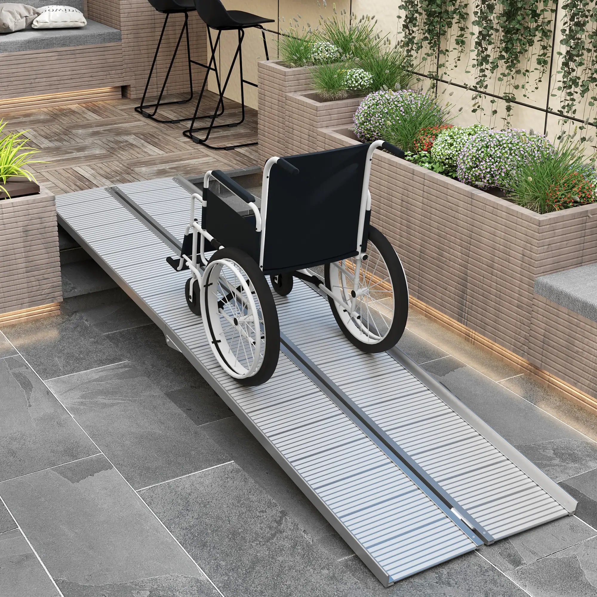 10' Foldable Handicap Ramp, Aluminum Wheelchair Ramp, Textured, Silver Knee Walker & Wheelchair Ramps at Gallery Canada
