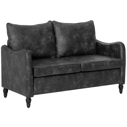 55" Loveseat Sofa, 2 Seater with Wood Legs, PU Leather, Grey 2-Seater Sofas at Gallery Canada