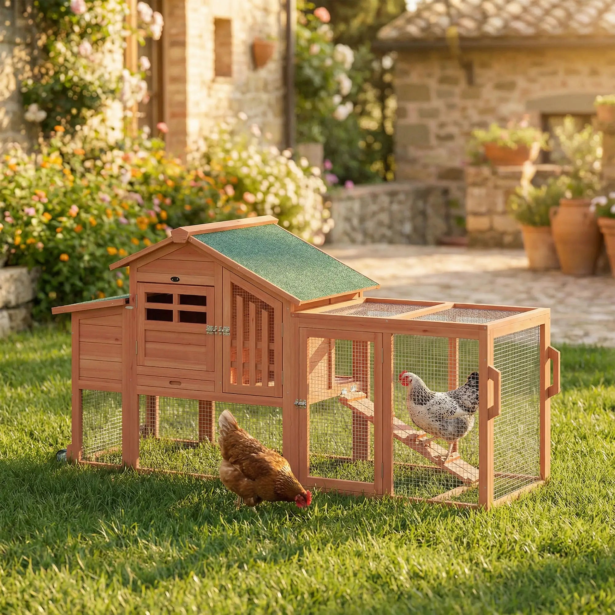 Mobile Wooden Chicken Coop With Run, Nesting Box, Pull-Out Tray, Orange Chicken Coops at Gallery Canada