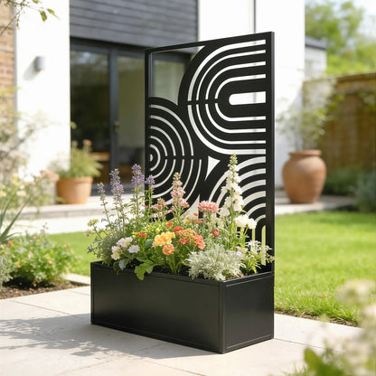 Metal Planter Box With Trellis, 44.5" Raised Garden Bed Privacy Screen Galvanized Planter Boxes at Gallery Canada