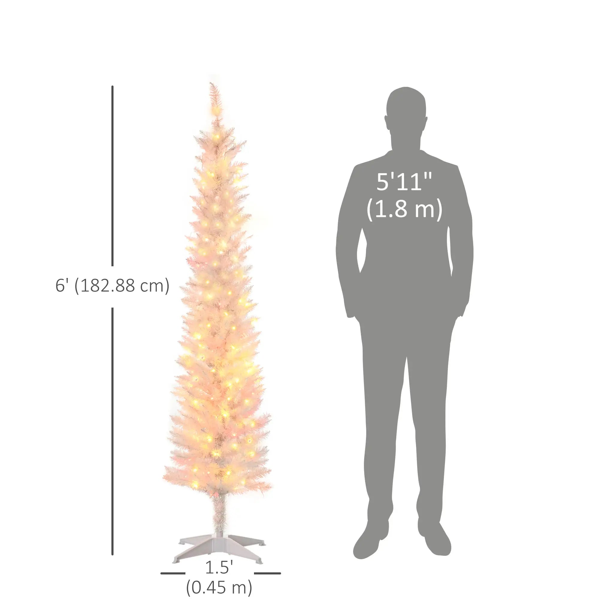 6' Pencil Artificial Christmas Tree, Colourful LED Lights, White Pencil Christmas Trees at Gallery Canada