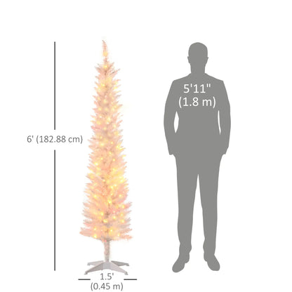 6' Pencil Artificial Christmas Tree, Colourful LED Lights, White Pencil Christmas Trees at Gallery Canada