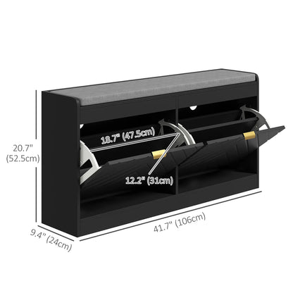 Shoe Storage Bench with Seat, 2 Flip Drawers, 4 Vents, Holds 8 Pairs Shoe Storage Cabinets & Racks at Gallery Canada