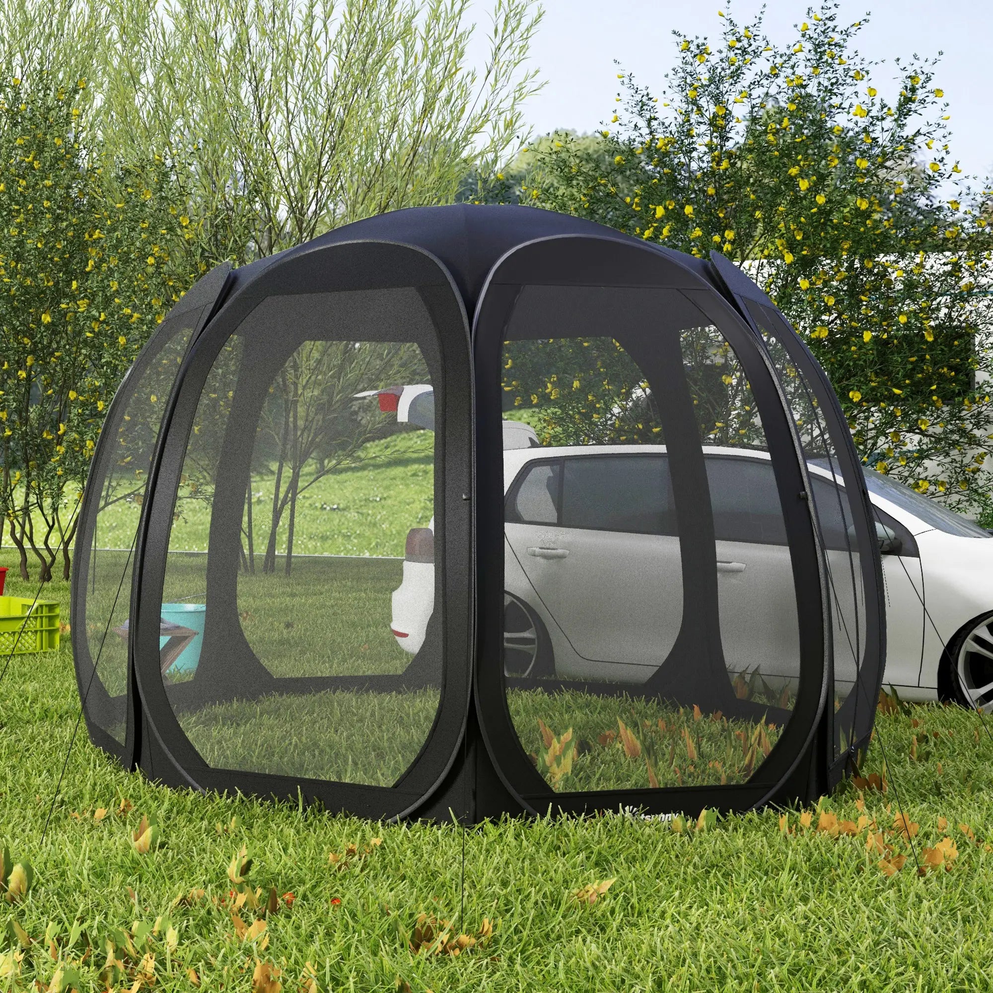 11' x 11.5' Screen Tent, Pop Up Camping Gazebo, Black Pop Up Canopies at Gallery Canada