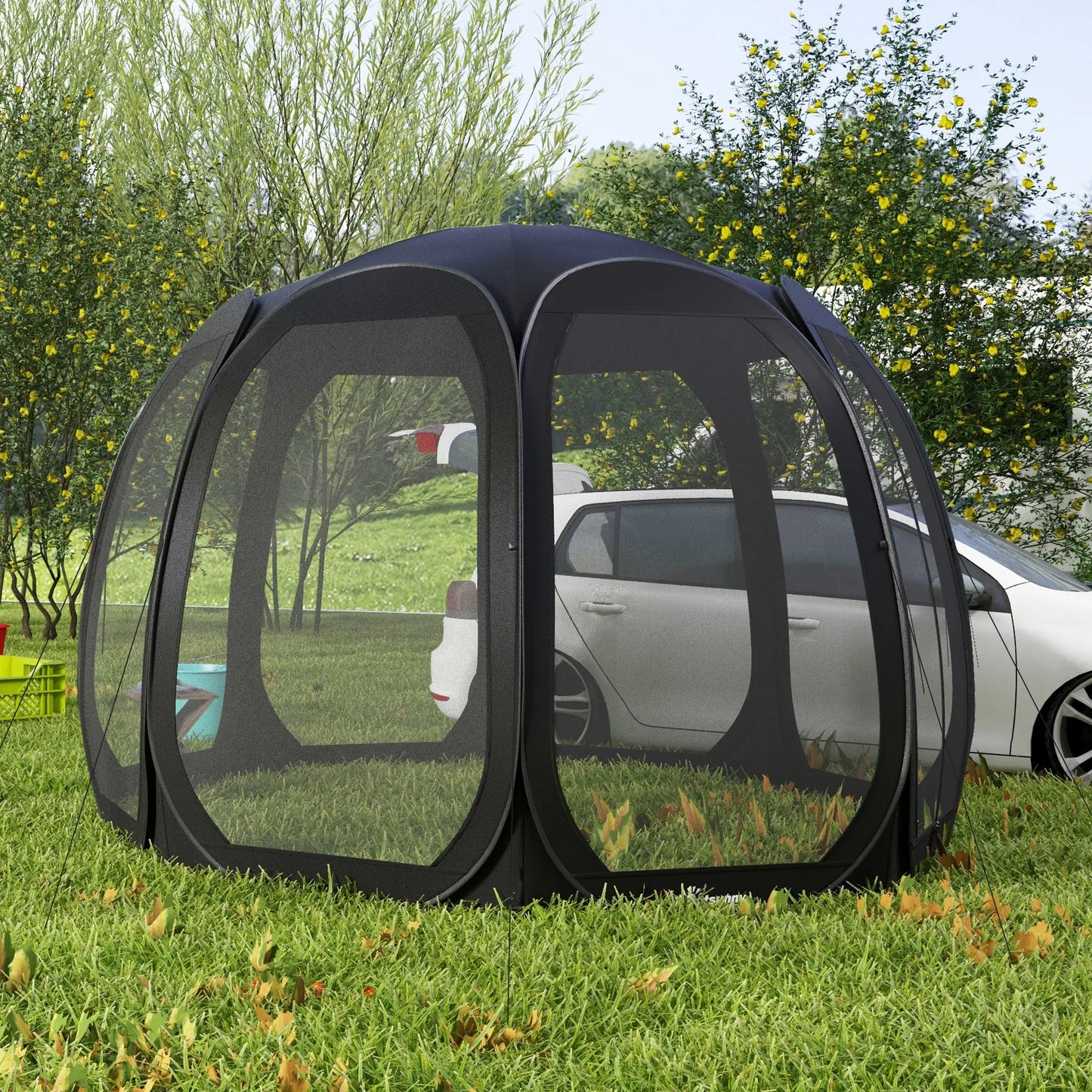 11' x 11.5' Screen Tent, Pop Up Camping Gazebo, Black Pop Up Canopies at Gallery Canada