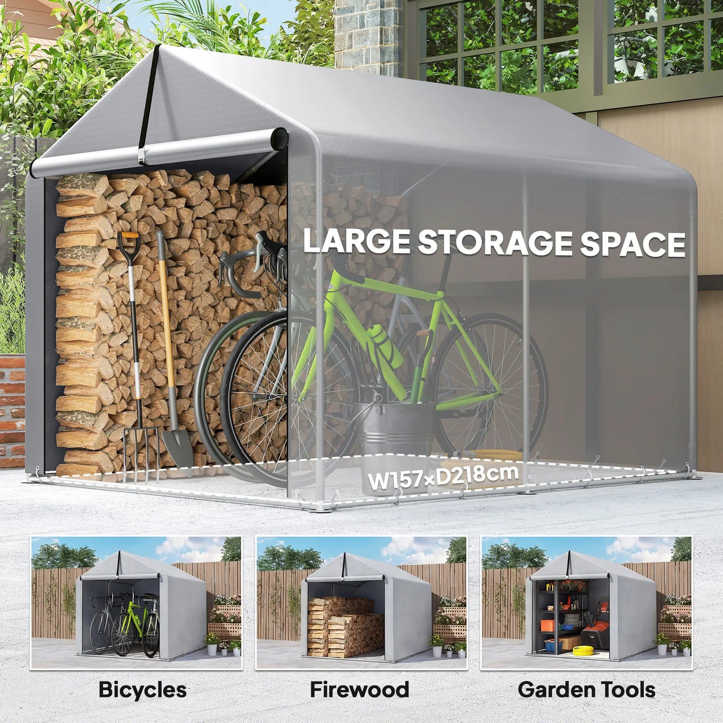 7' x 5' Portable Bike Shed, Waterproof Tent with Zipper Door Portable Shed at Gallery Canada