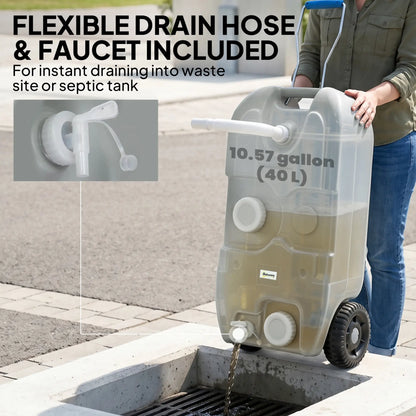 10.6 Gallon Portable RV Water Tank, with Filling Ports, Black or Grey Camping Sinks at Gallery Canada
