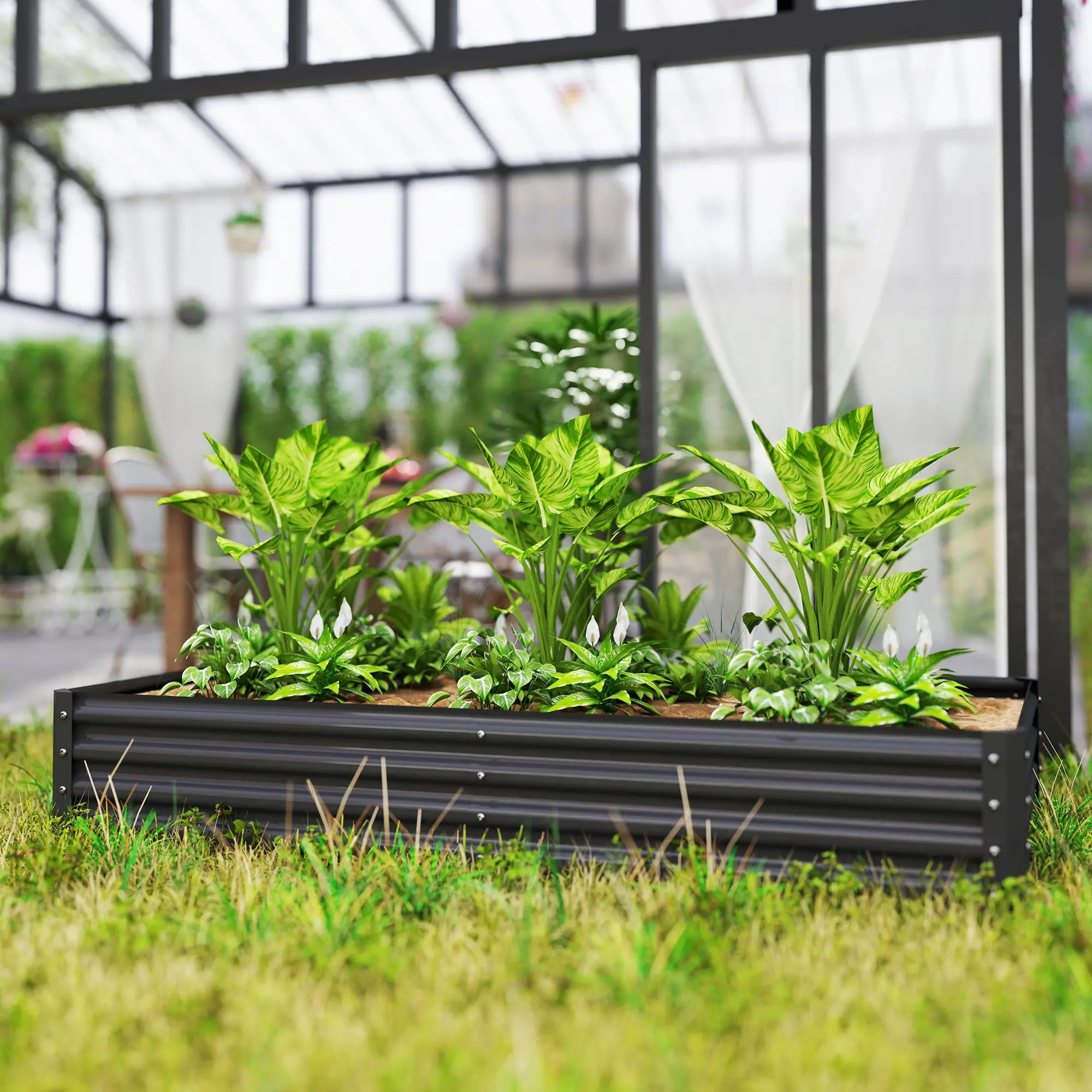 6X3X1Ft Galvanized Raised Garden Bed, Reinforced Planter Box, Dark Grey Galvanized Planter Boxes at Gallery Canada