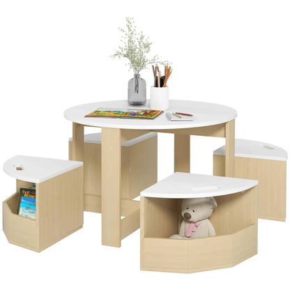 5 Piece Kids Table and Chair Set, with Storage, White Kids Table Sets at Gallery Canada