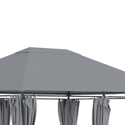 13'x10' Steel Patio Gazebo, Soft Top, 6 Removable Curtains, Grey Gazebos at Gallery Canada
