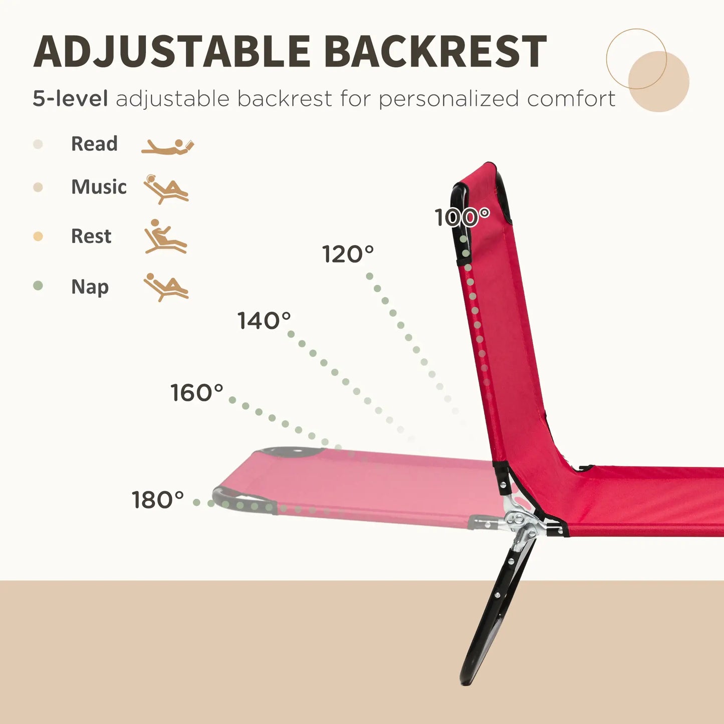 Set of 2 Folding Outdoor Lounge Chairs, Reclining Breathable Mesh, Red Lounger Chairs at Gallery Canada