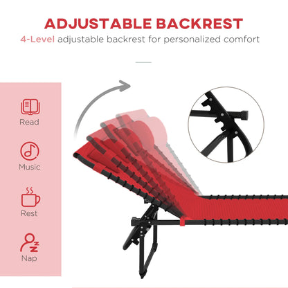 Outdoor Folding Lounge Chair, 4-Level Adjustable, Wine Red Lounger Chairs at Gallery Canada