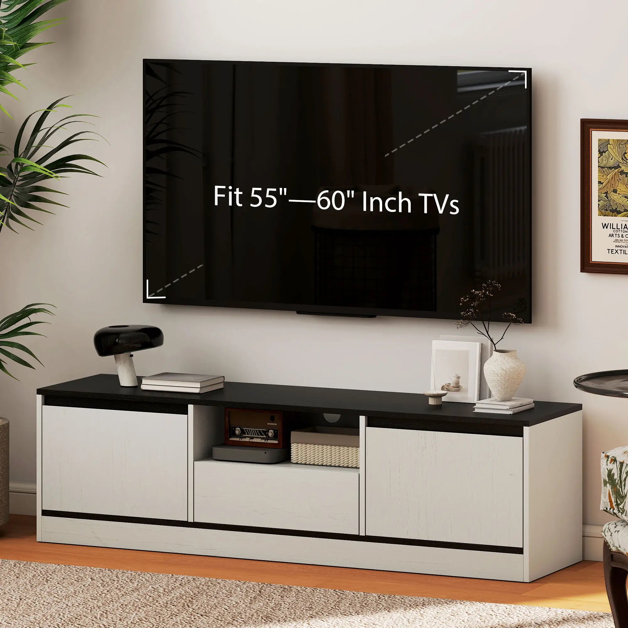 TV Stand For 55-60 Inch TV, Entertainment Center, White TV Stands at Gallery Canada