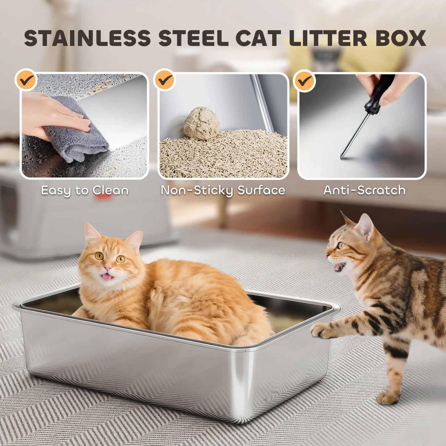XL Stainless Steel Cat Litter Box, Flip Cover, Pedal, Deodorizer Cat Litter Box Enclosures at Gallery Canada