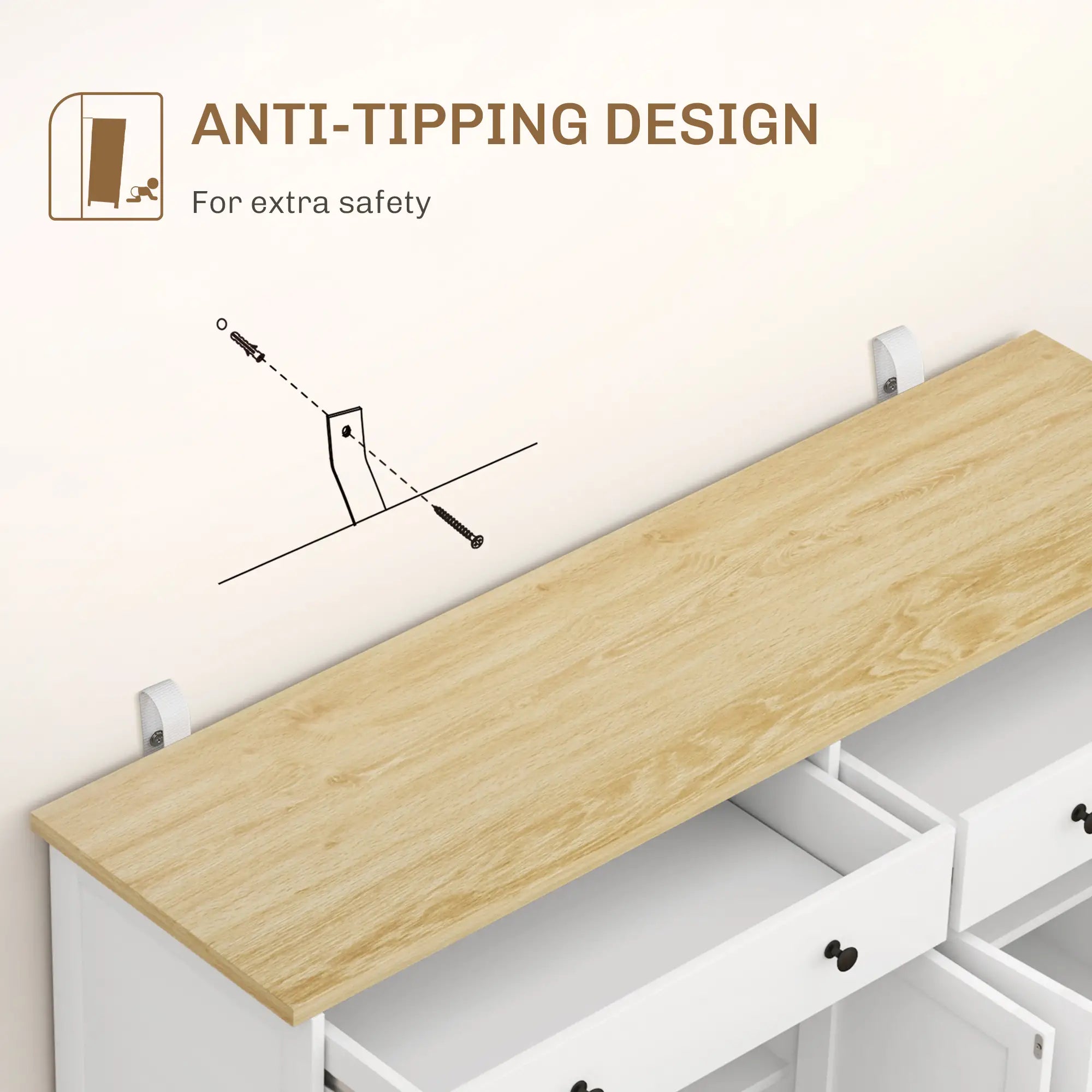 Modern Sideboard, Buffet Cabinet with Drawers, Adjustable Shelves, White Storage Cabinets at Gallery Canada