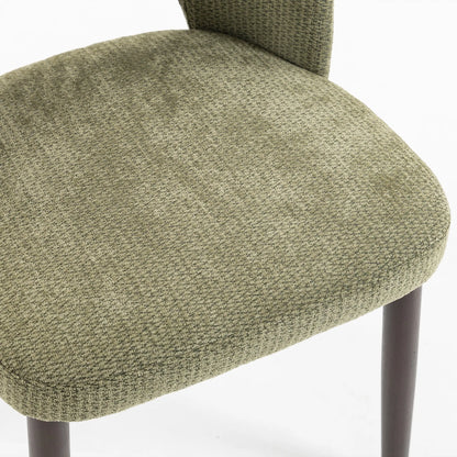 Chenille Upholstered Dining Chairs Set, Green