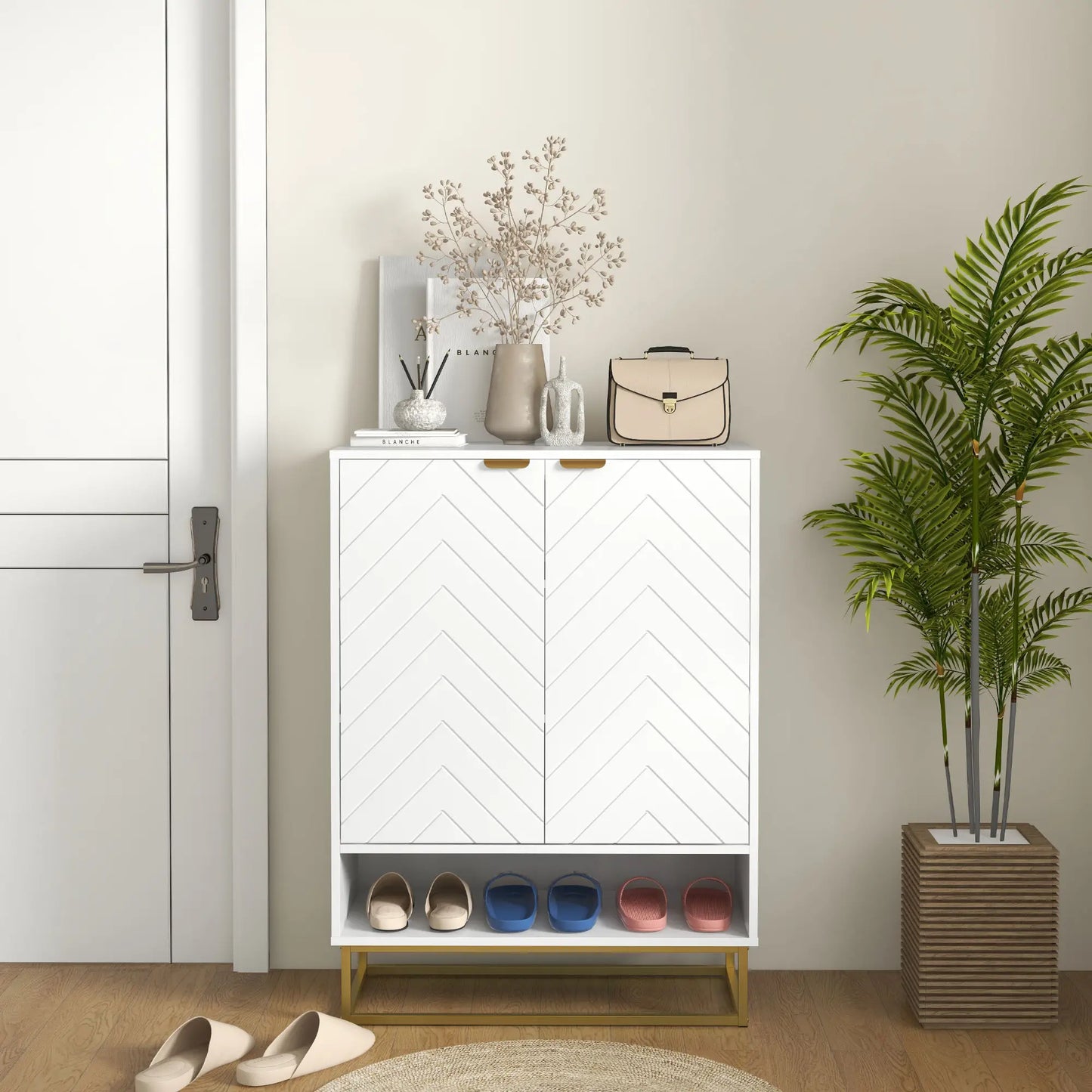 Entryway Shoe Cabinet, Adjustable Shelf for 12 Pairs, White Shoe Storage Cabinets & Racks at Gallery Canada