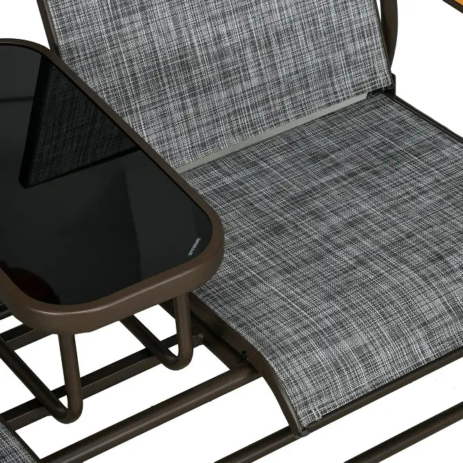 2-Person Outdoor Glider Bench, Swing Chair with Mesh, Table, Steel Frame Outdoor Gliders at Gallery Canada