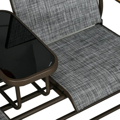 2-Person Outdoor Glider Bench, Swing Chair with Mesh, Table, Steel Frame Outdoor Gliders at Gallery Canada